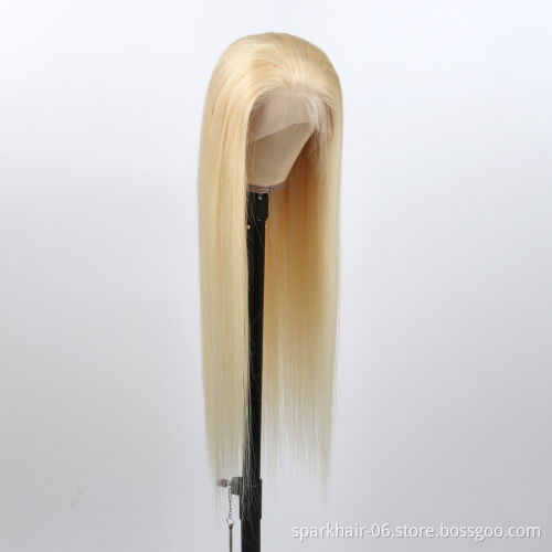 Raw Brazilian Human Hair 613 Blonde Bob Lace Frontal Wig,Cheap Wholesale Cuticle Aligned Straight Pre-plucked 13*4/4*4 Lace Wigs